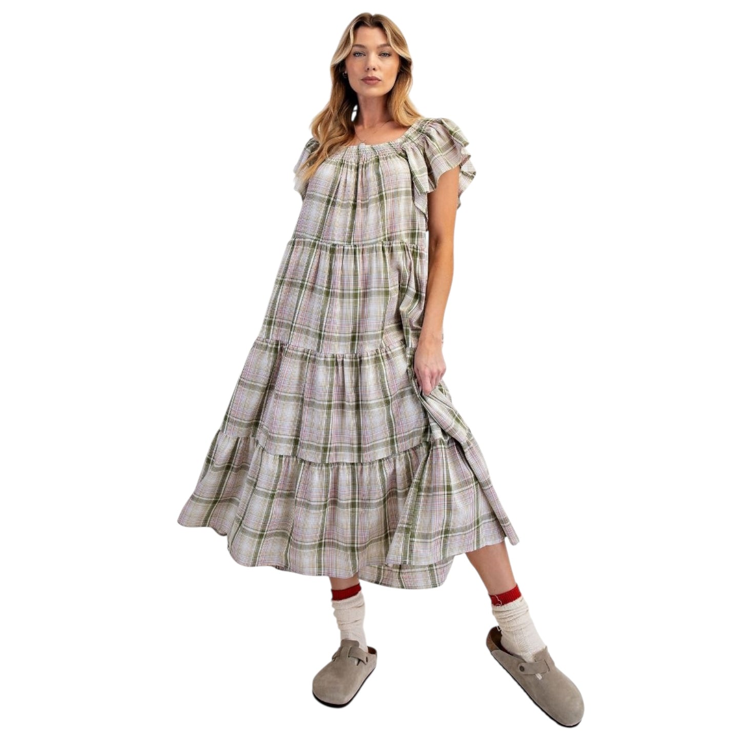 Plaid Tiered Dress