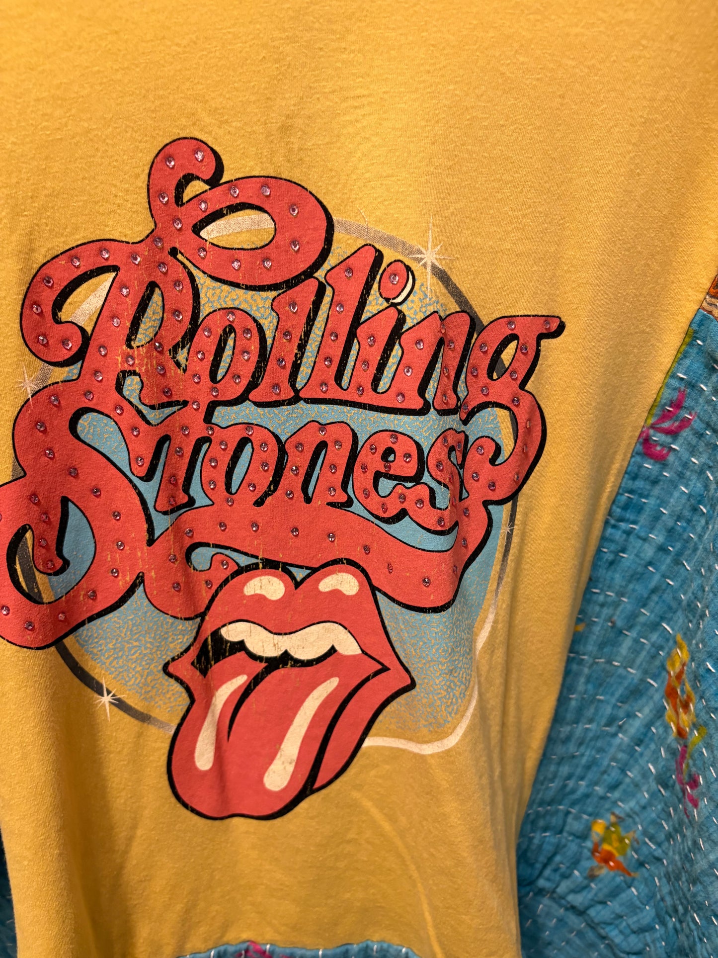 Rolling Stones Upcycled Kantha Tunic Fits a Small to XXL Super Oversized