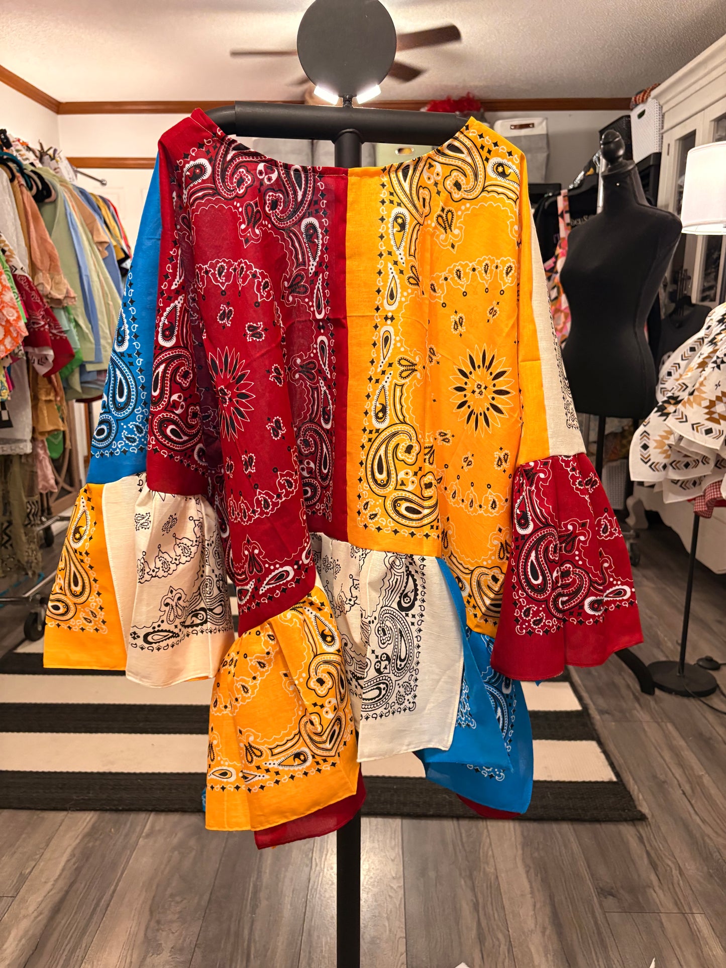 Harvest Moon Bandana Ruffled Poncho One Size Fits a Small to 3X