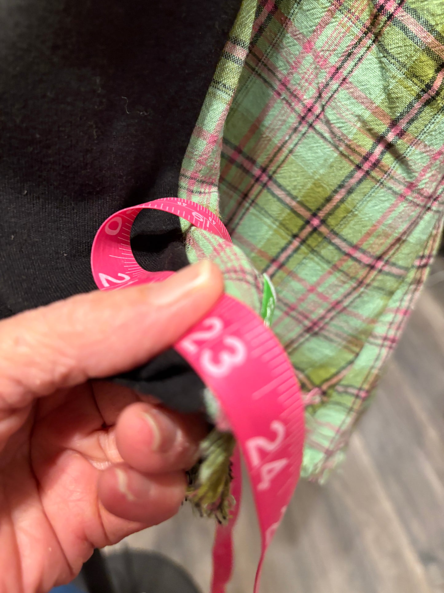 Faithfully Upcycled Drop Sleeve Flannel Tee One Size Fits A Small to Large Oversized