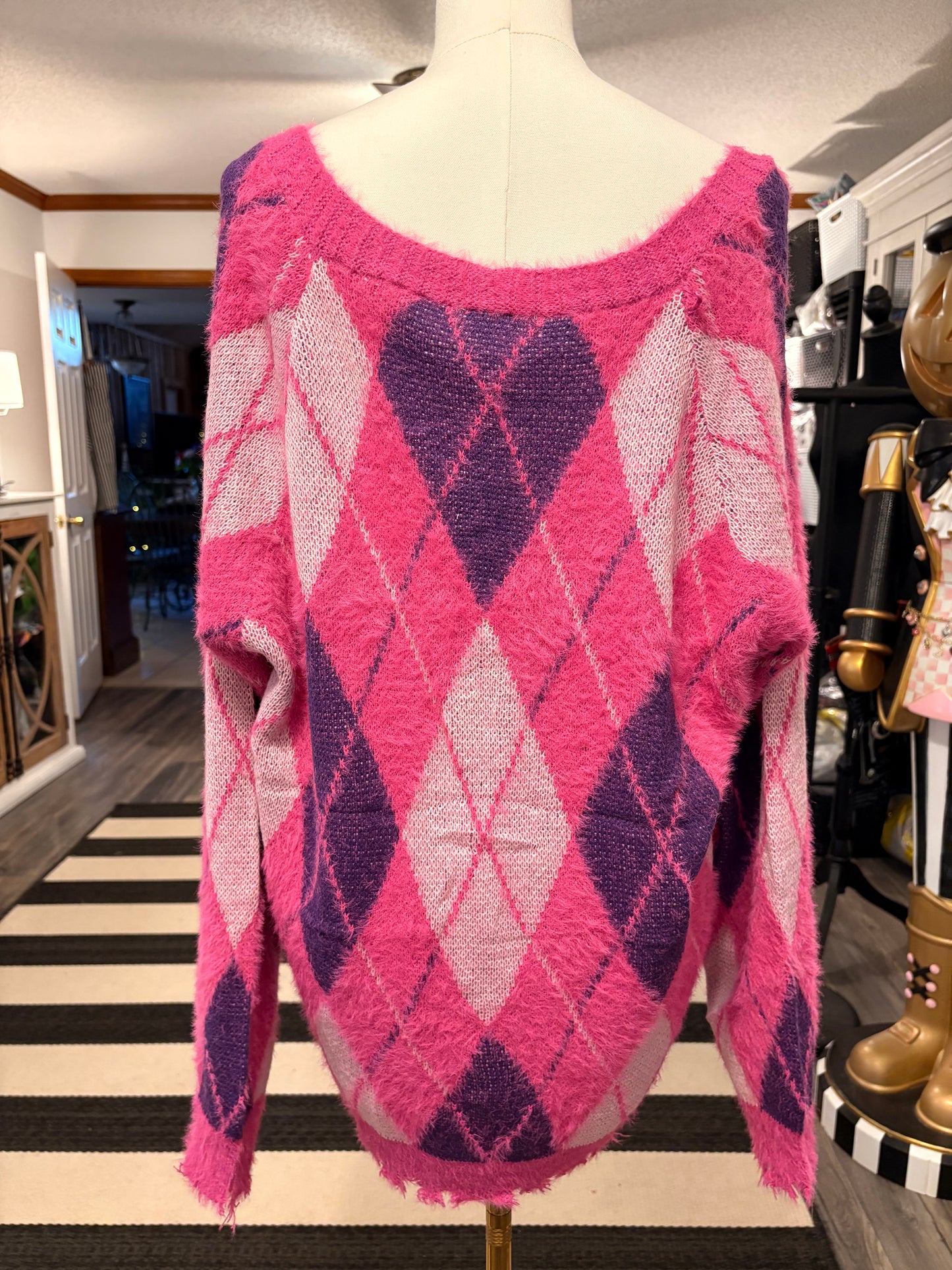 Pink Argyle Sweater