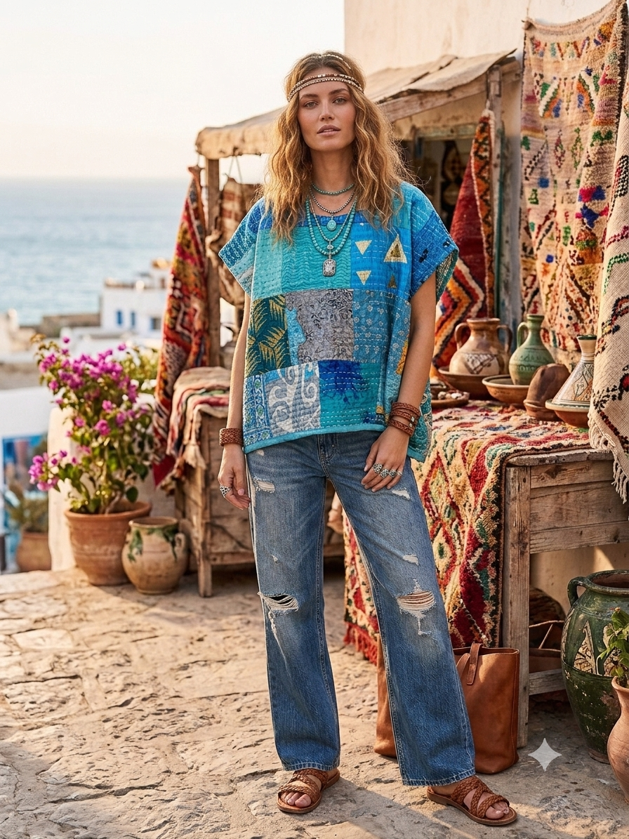 Blaire Kantha Top One Size Fits a Small to XXL