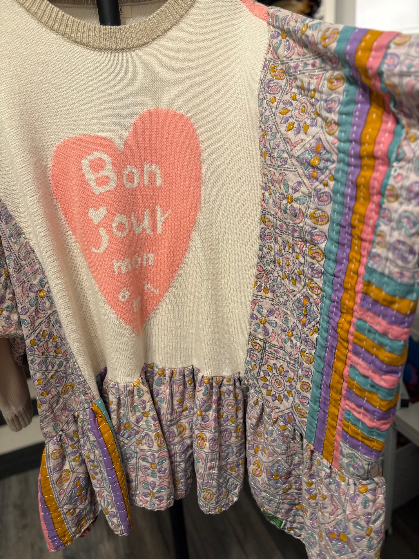 Bon Jour Upcycled Vintage Kantha Dress/Long Shirt One Size Fits Most