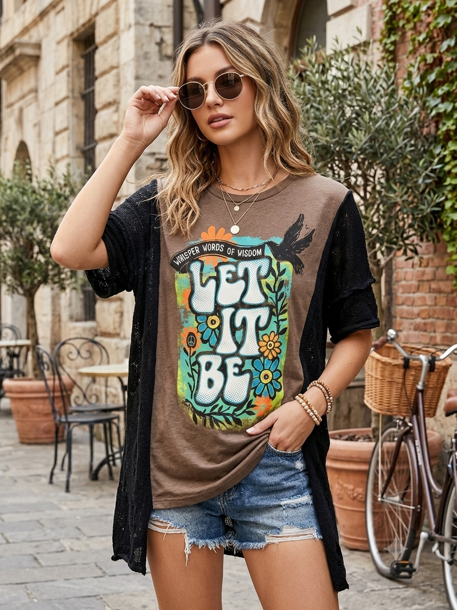 Let It Be Mesh Sweater Tee One size fit Small to XXL