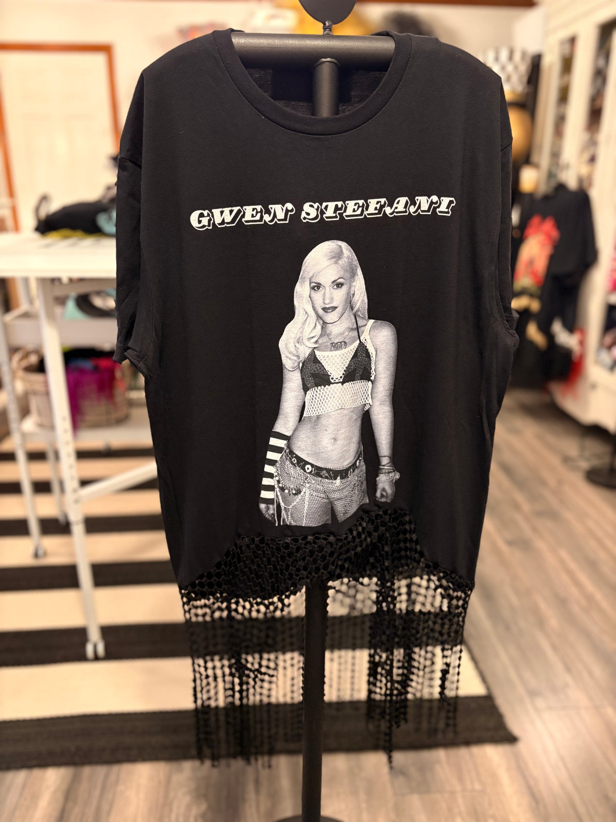 She’s Just a Girl Glam Fringe Asymmetrical Tee One Size Fits Small to Large