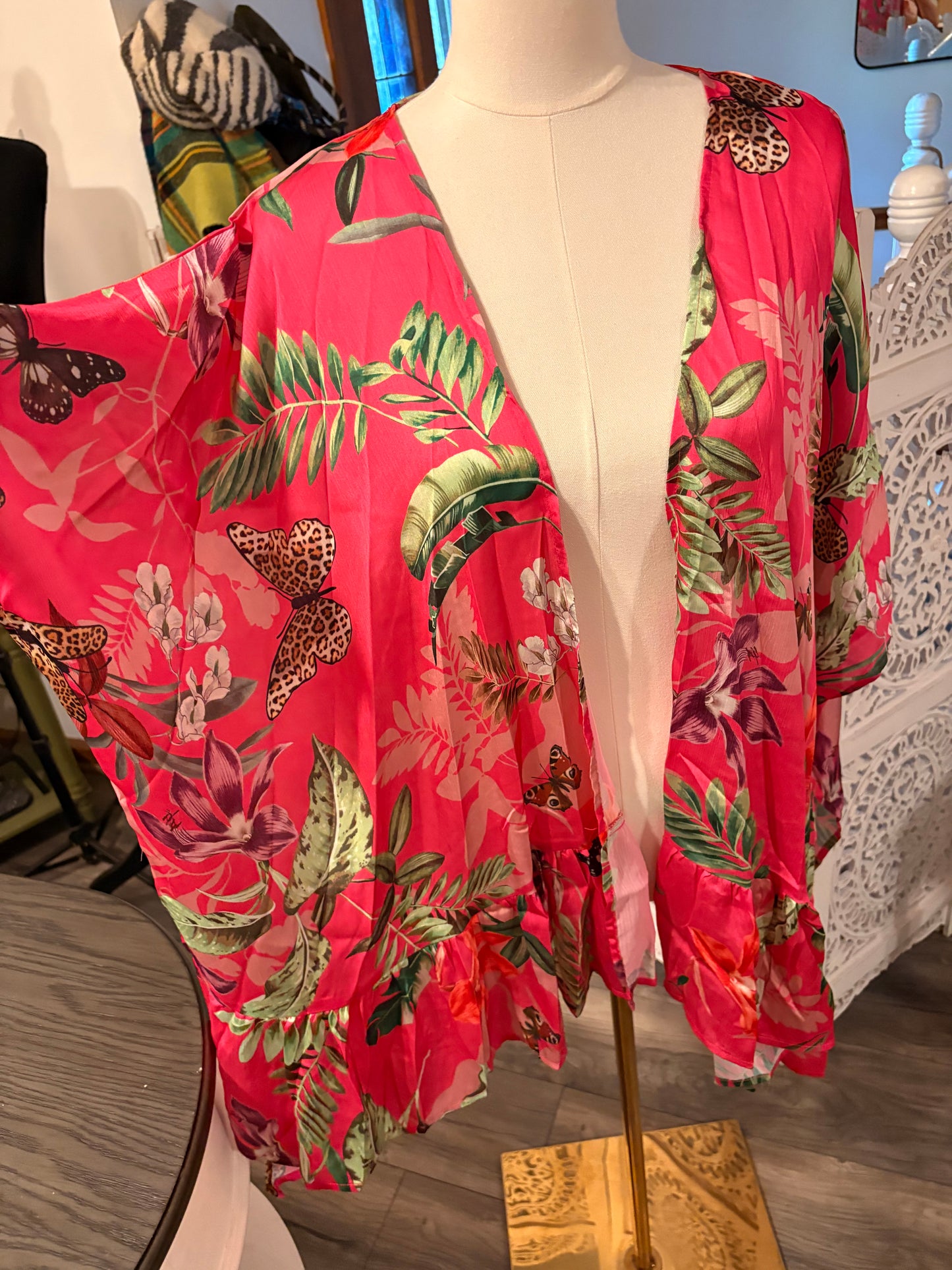 Pink Ruffle Kimono