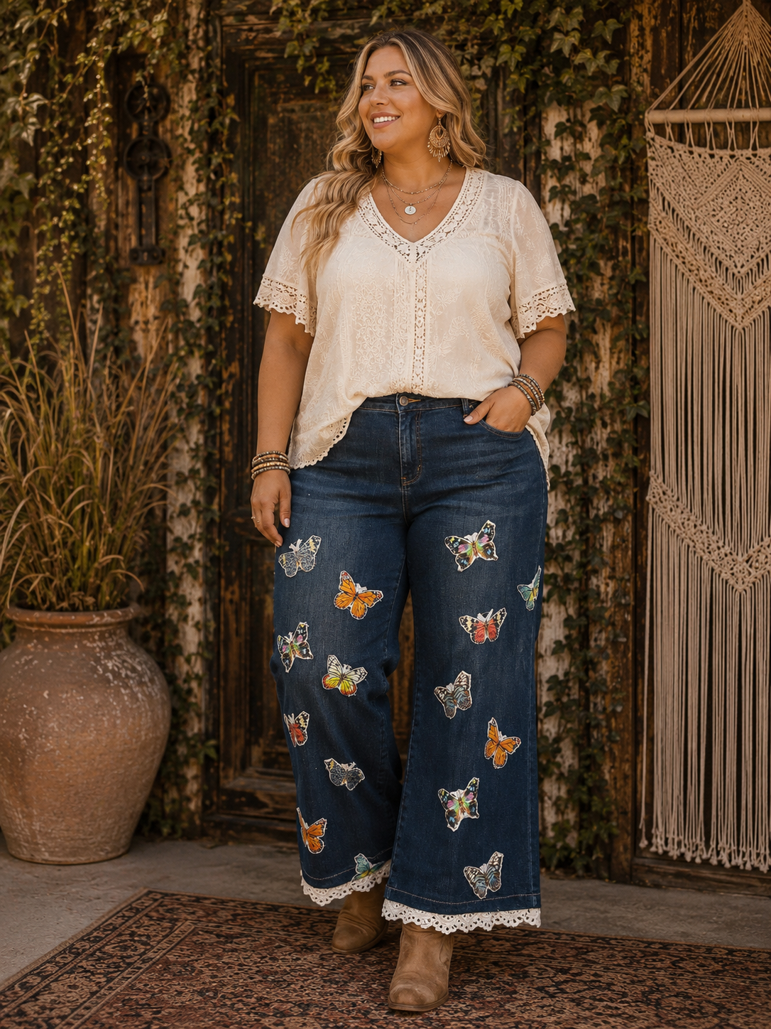 Take Flight Butterfly Jeans Fits Size 14/16