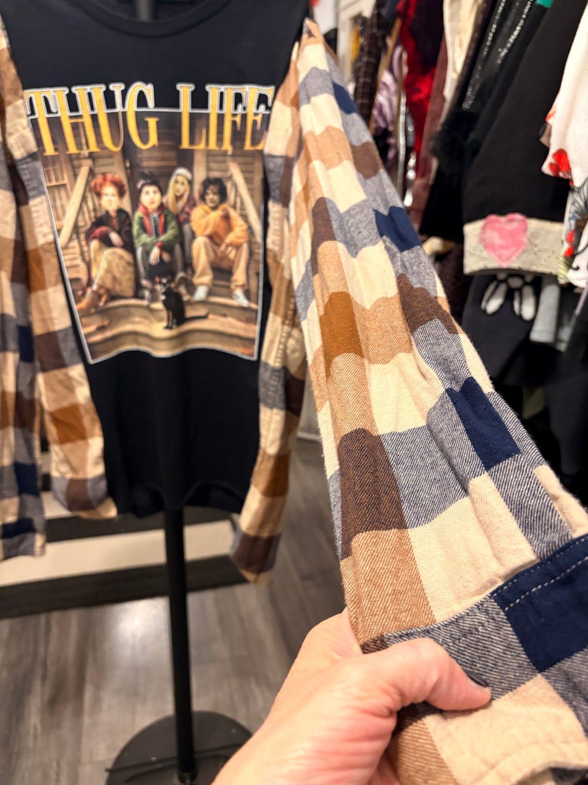 Thug Life Tee Flannel One Size Fits Small to Large