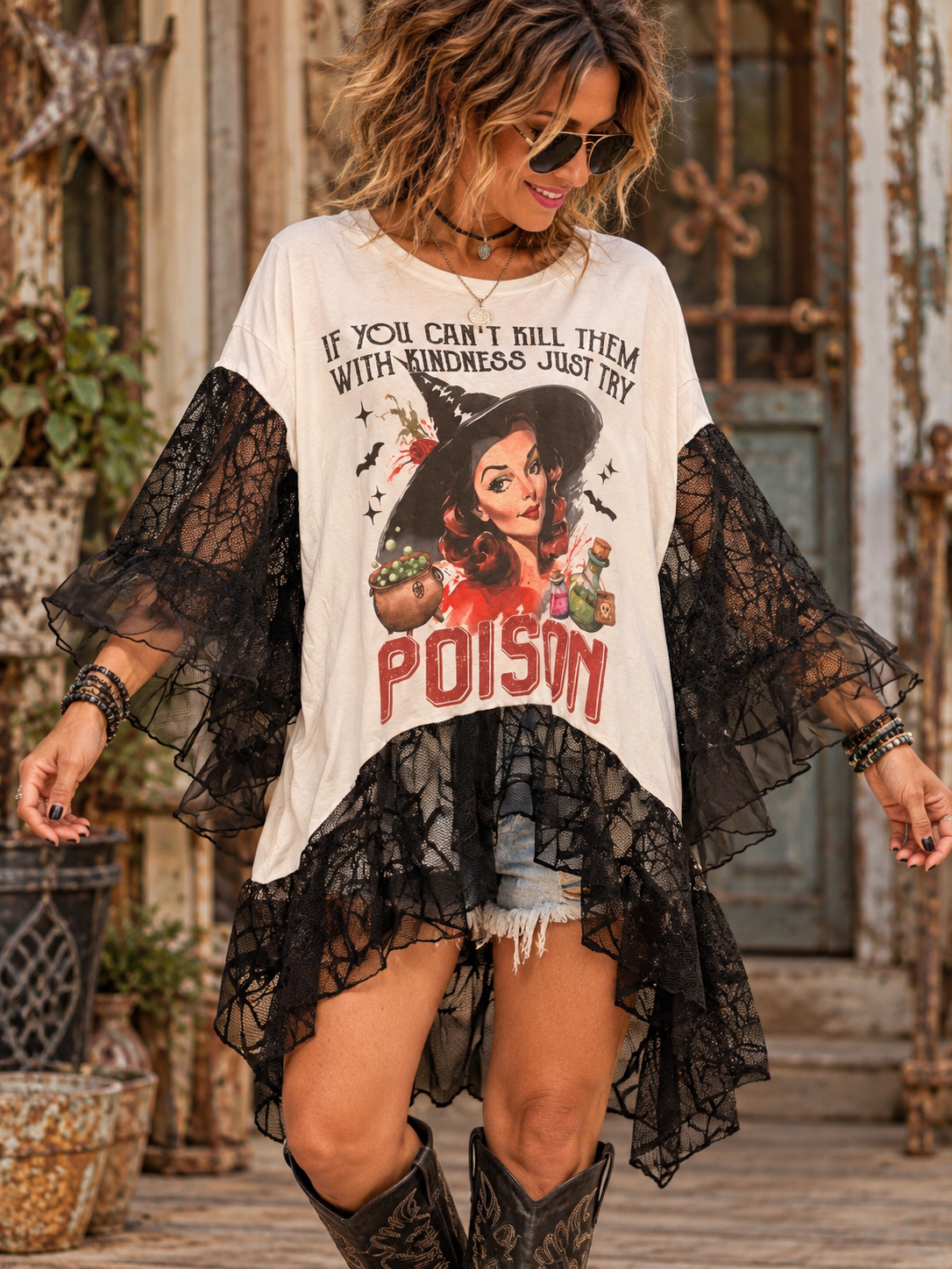 Poison Hi/Lo Glam Tee One Size Fits Small to 2X