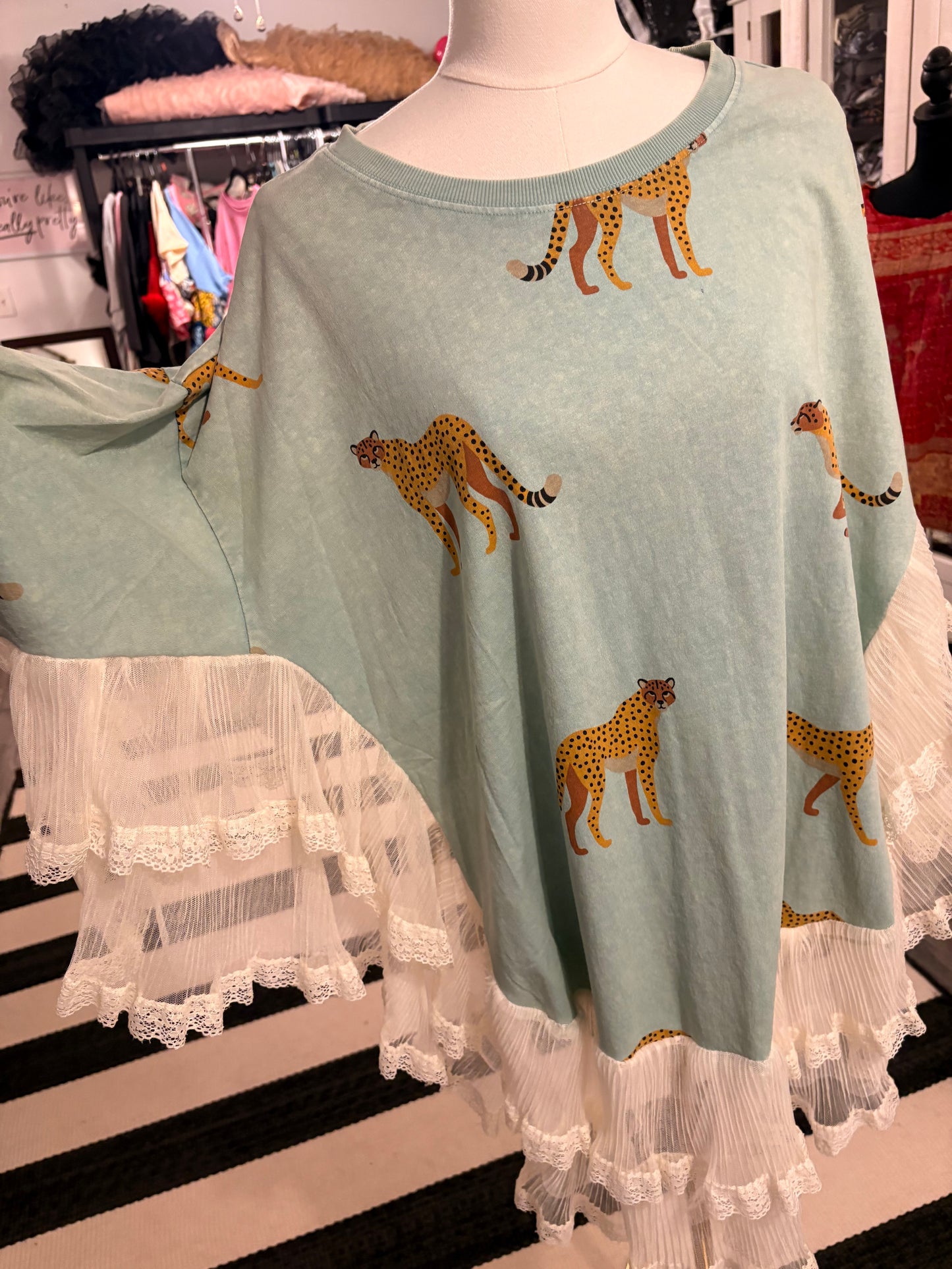 The Cheetah Angel Poncho One Size Fits a Large to 3X