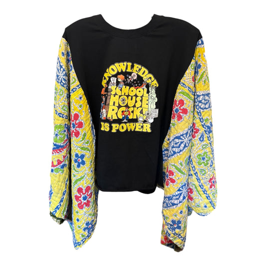 School House Rock Upcycled Vintage Kantha Poncho Tee Fits A Size Small to XXL