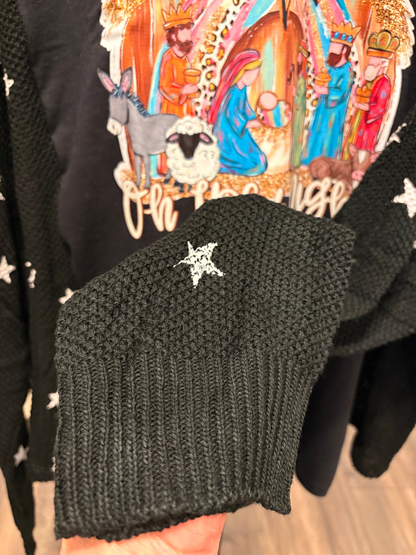 Oh Holy Night Star Sweater Tee One Size Fits a Large to 3X Oversized