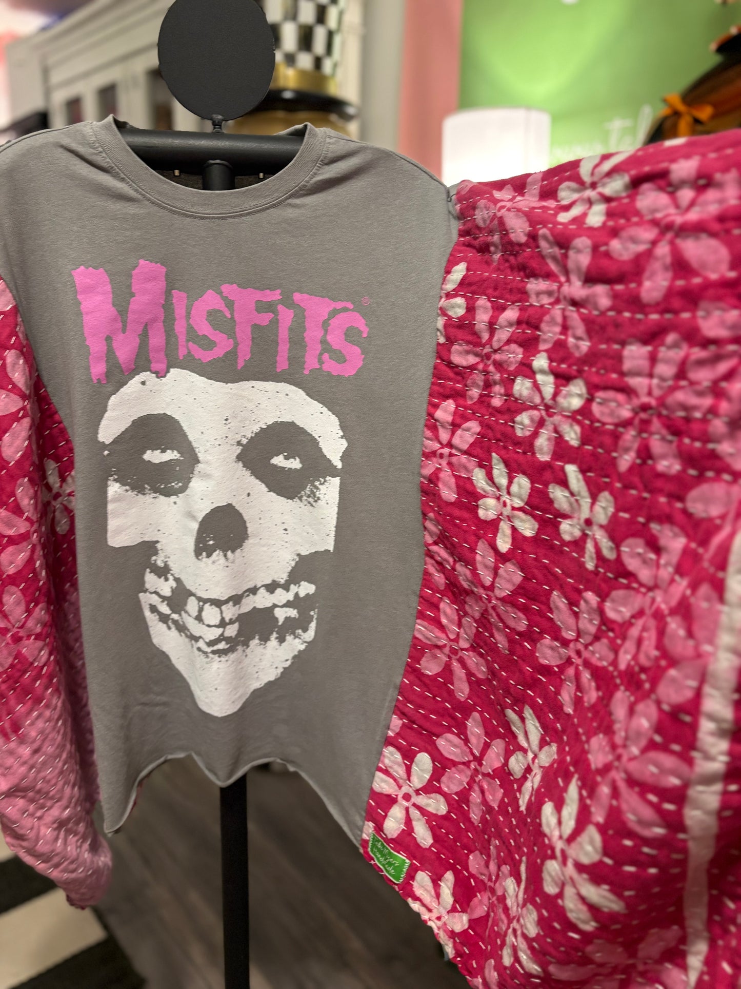 Misfits Upcycled Vintage Kantha Poncho Tee Fits A Size Small to 3X