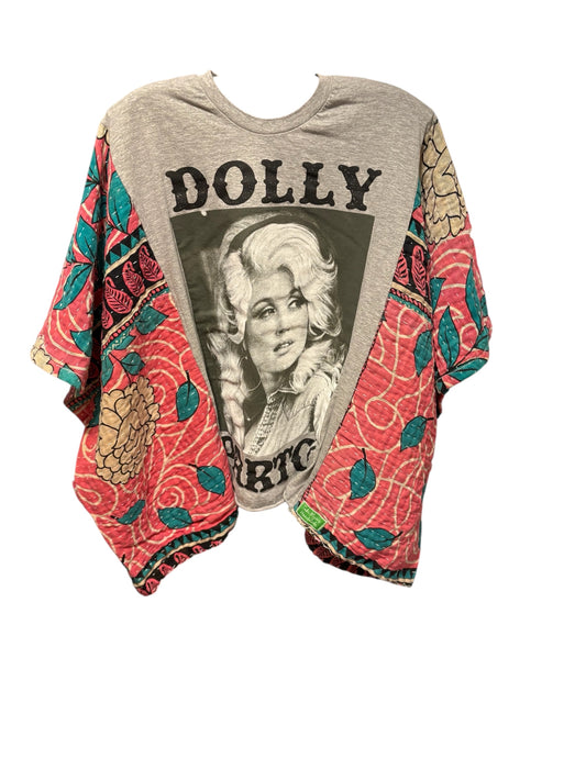 Guts and Grits Dolly Upcycled Vintage Kantha Poncho Tee Fits A Size Small to XXL