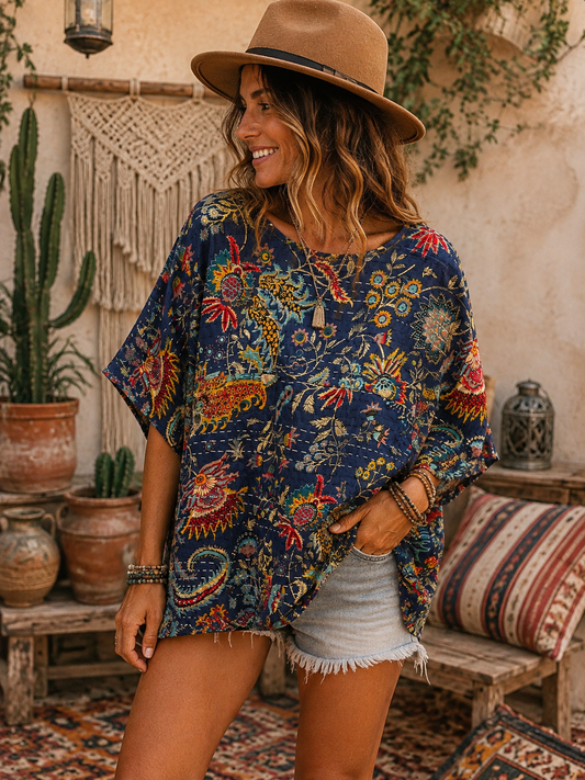 Opal Kantha Top One Size Fits Small to Large