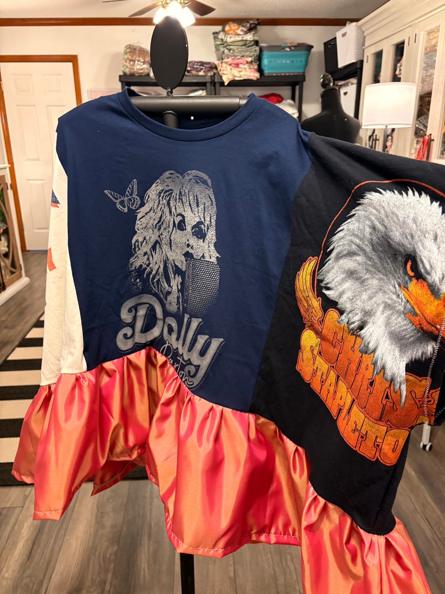 Country Legends Upcycled Rockstar Fairytale Top One Size Fits a Small to 3X Super Oversized!