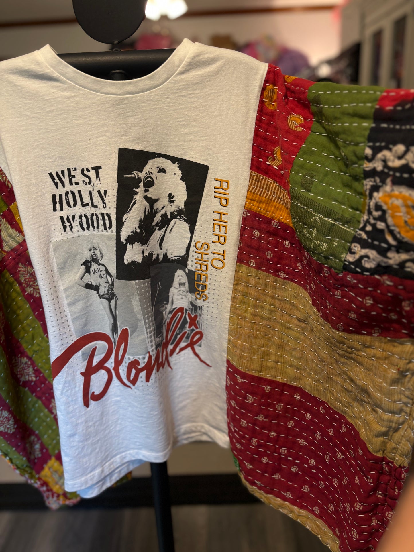 Blondie Upcycled Vintage Kantha Poncho Tee Fits A Size Small to  XL