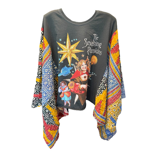 Smashing Pumpkins Upcycled Vintage Kantha Poncho Tee Fits A Small to XXL