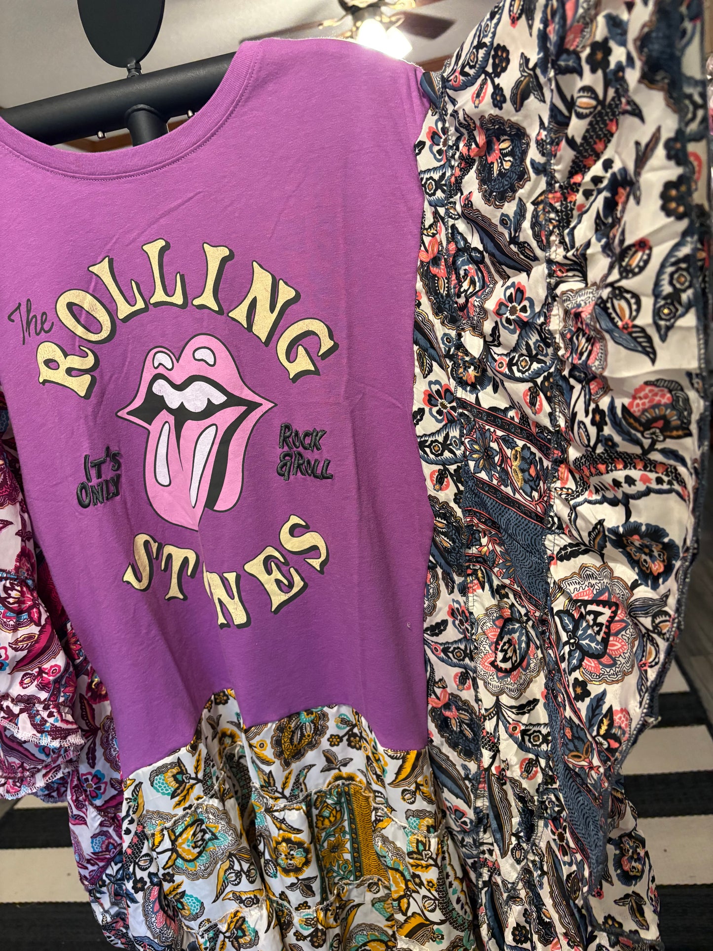 Rolling Stones Upcycled Silk Butterfly Cocoon Dress One Size fits a Small to 3X