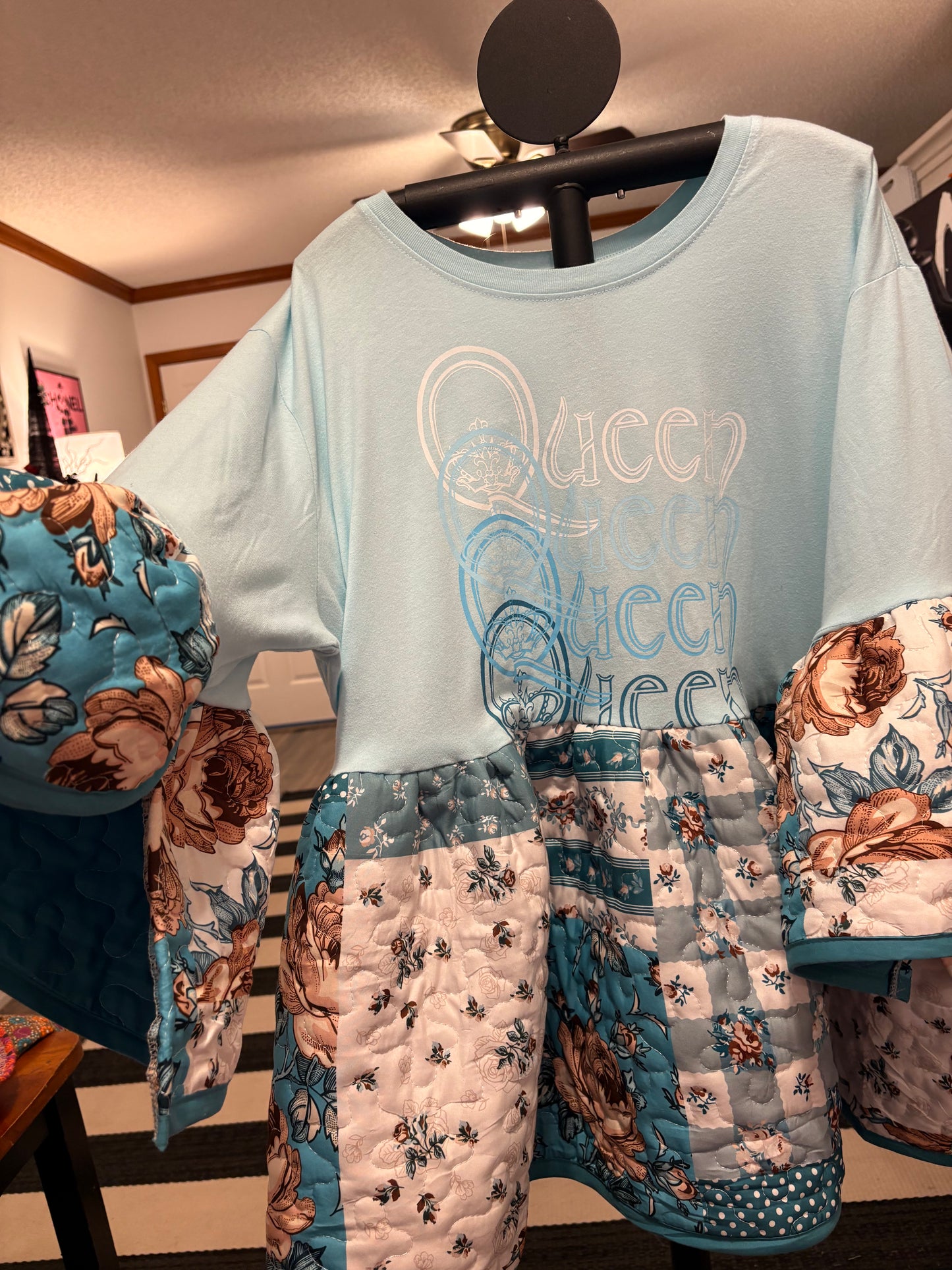 Bohemian Rose Upcycled Quilt Top One Size Fits Large to 3X Oversized!