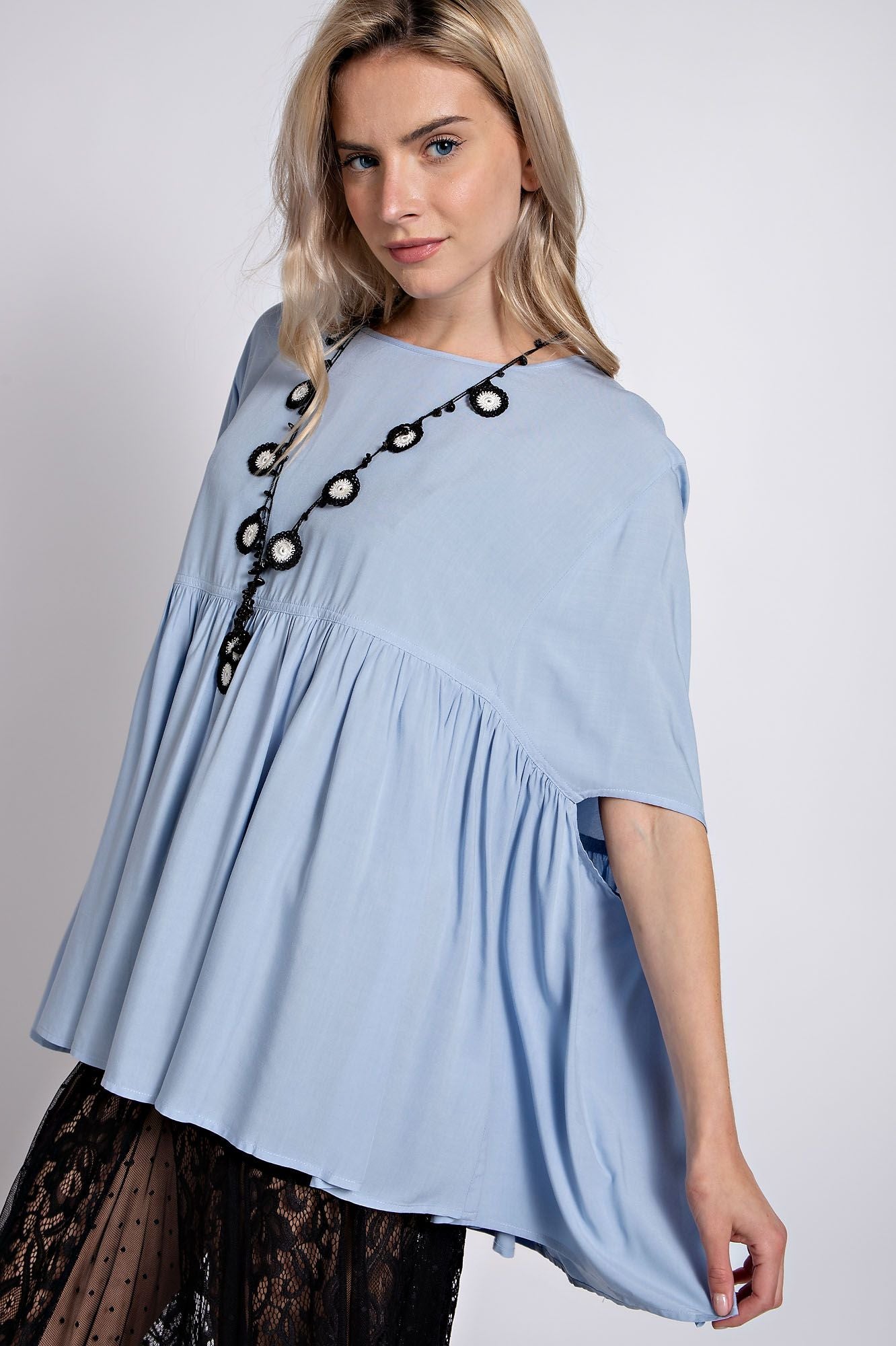 Sky Blue Batwing Top