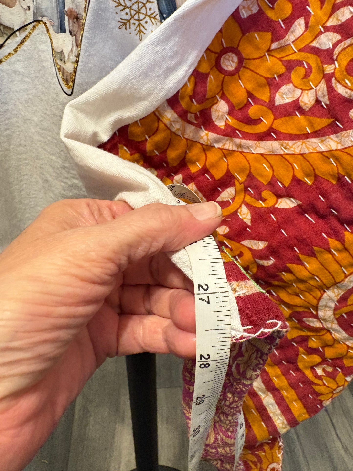 Jesus is the Reason Upcycled Vintage Kantha Poncho Tee Fits A Size Small to 3X