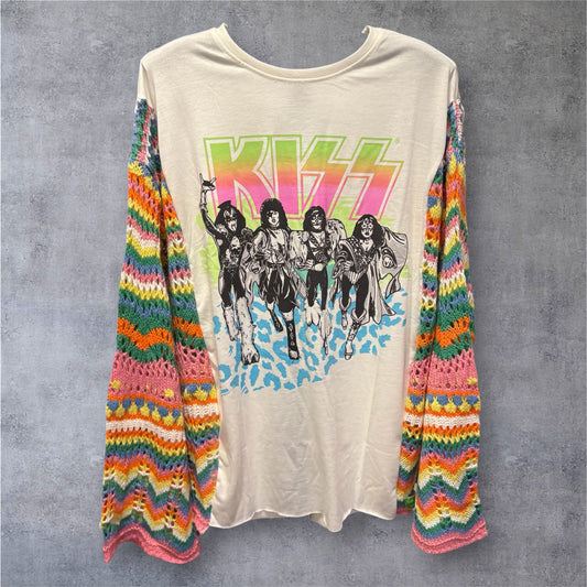 Kiss Upcycled Drop Sleeve Sweater One Size Fits a Small to XL