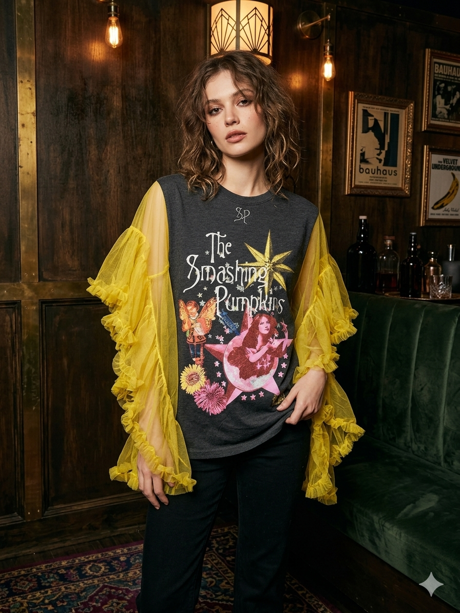 Smashing Pumpkins Upcycled Rockstar Poncho One Size Fits a Small to XL