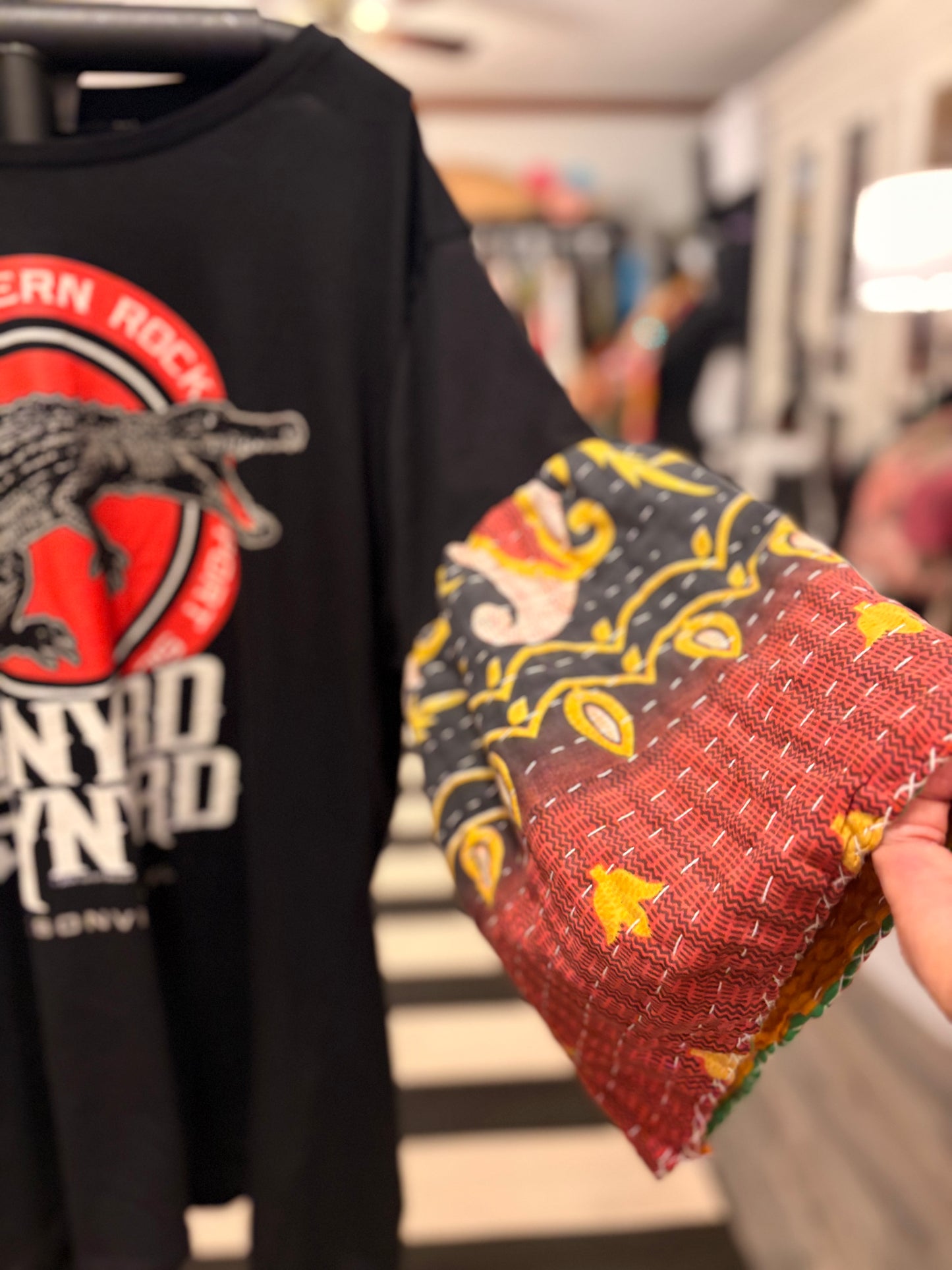 Free Bird Kantha Sleeve Tee Fits a Small to XL