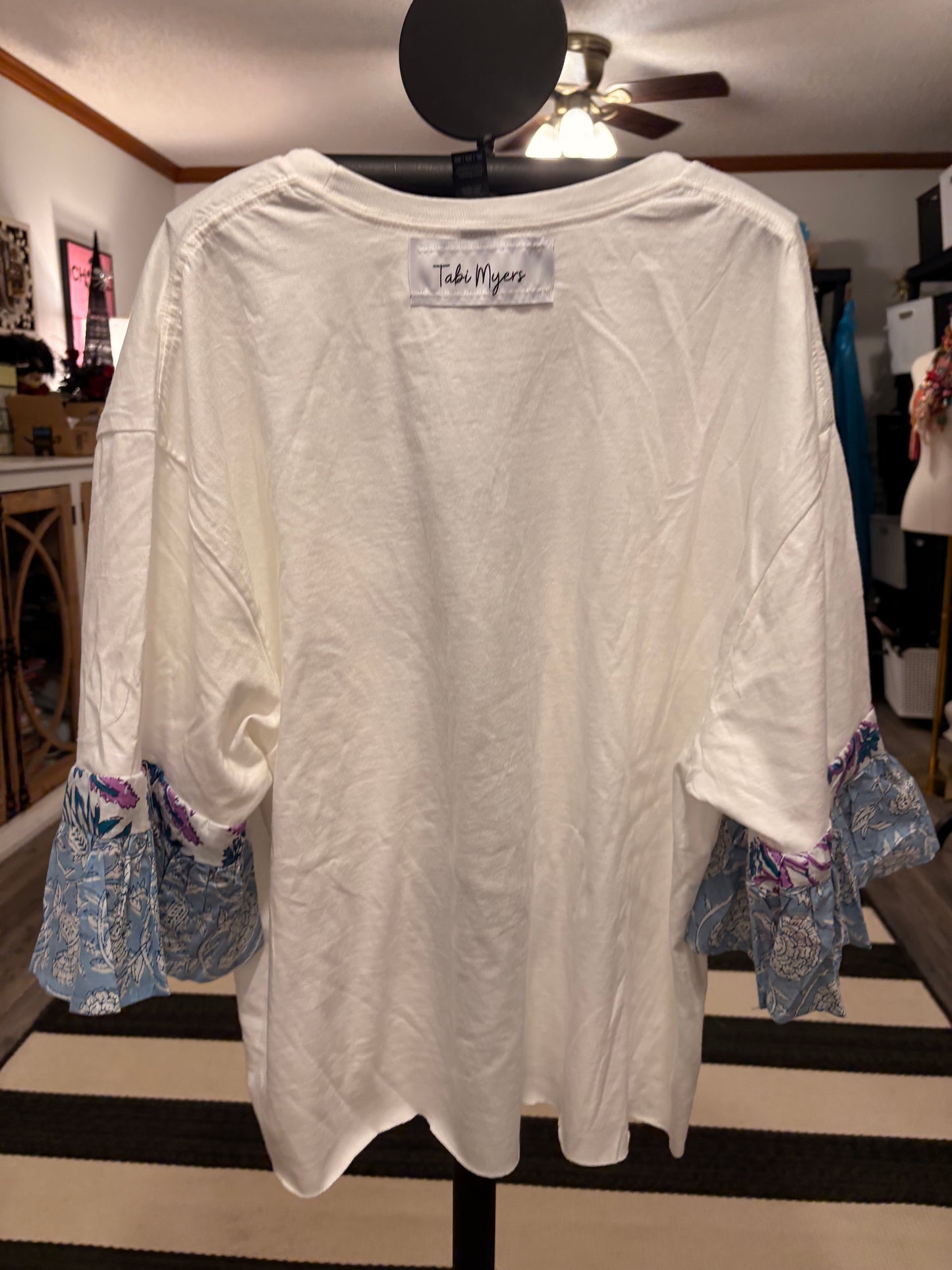 Left The Building Upcycled Ruffled Tee Fits a Small to 2X