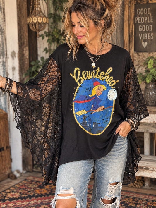 Bewitched Spiderweb Poncho Tee One Size Fits Small to 3X