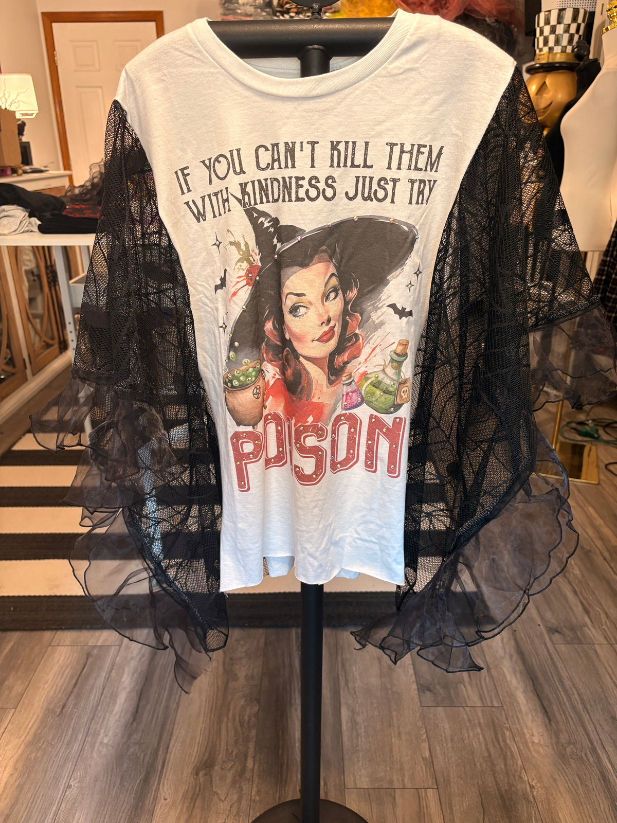 Poison Spiderweb Ruffled Poncho Tee One Size Fits Small to XXL