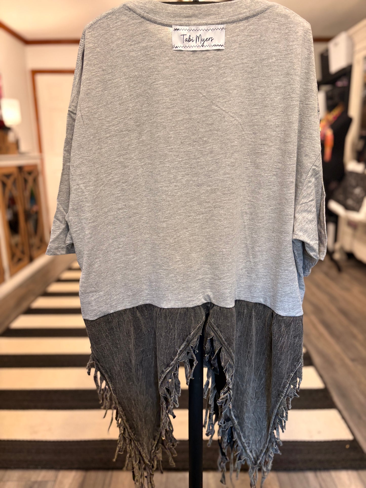 Schools Out Upcycled Fringed Bottom Tee Dress Fits a Small to 2X