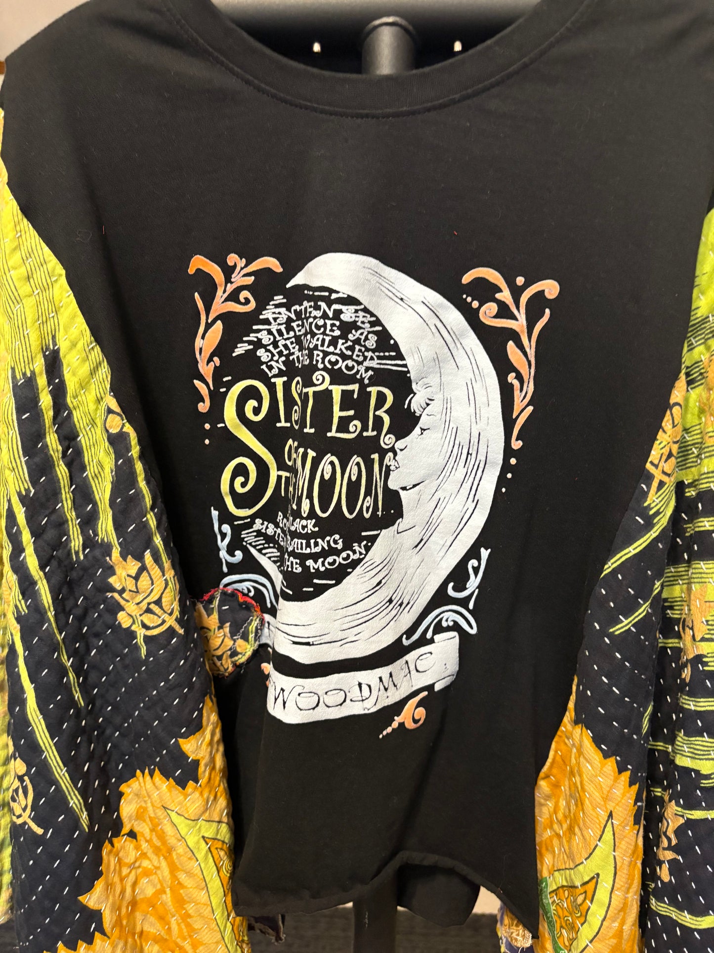 Sisters of the Moon Upcycled Vintage Kantha Poncho Tee One Size Fits a Small to XXL