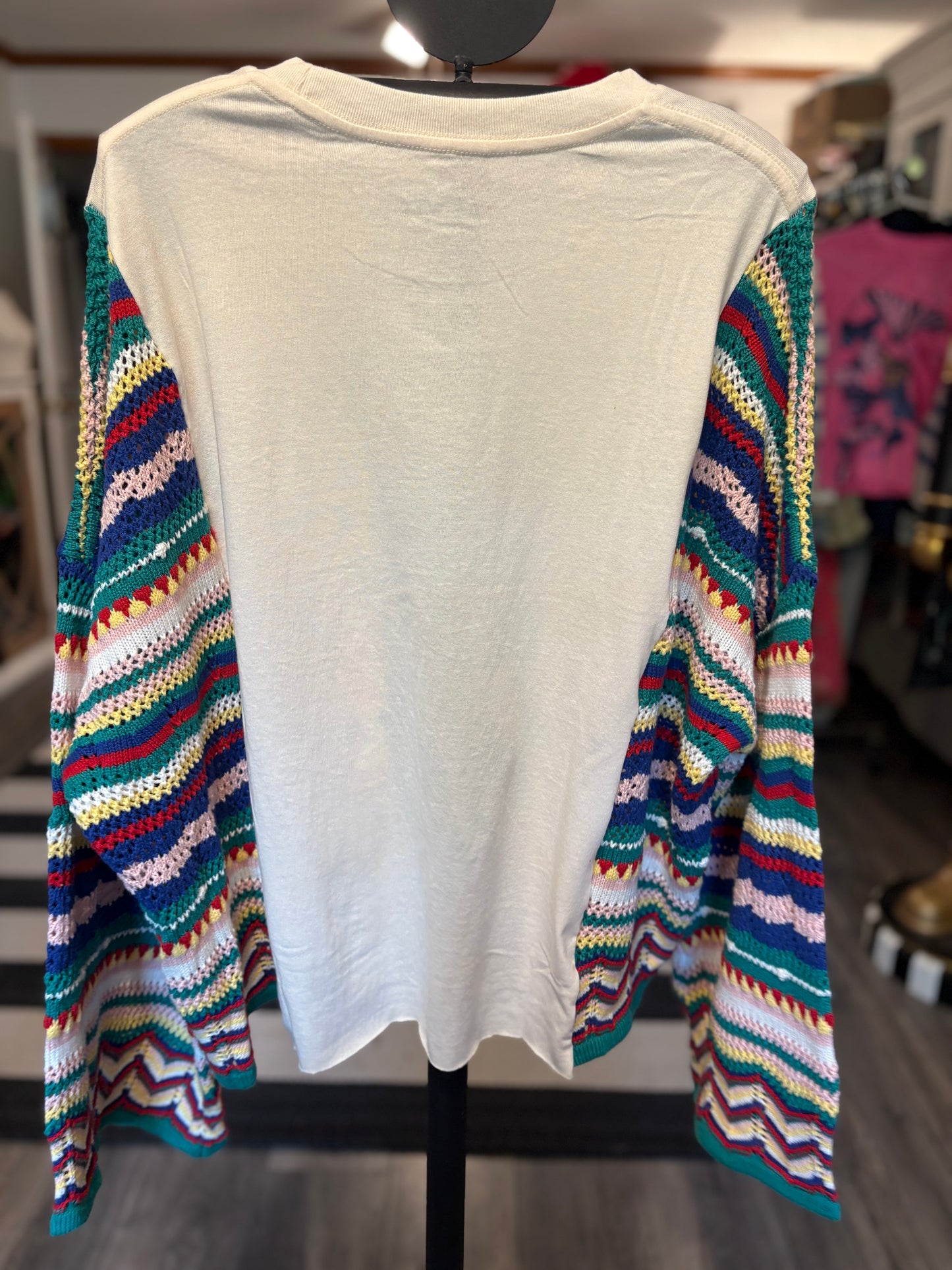 Mickeys Christmas Upcycled Drop-Sleeve Sweater Tee One Size Fits a Small to XXL