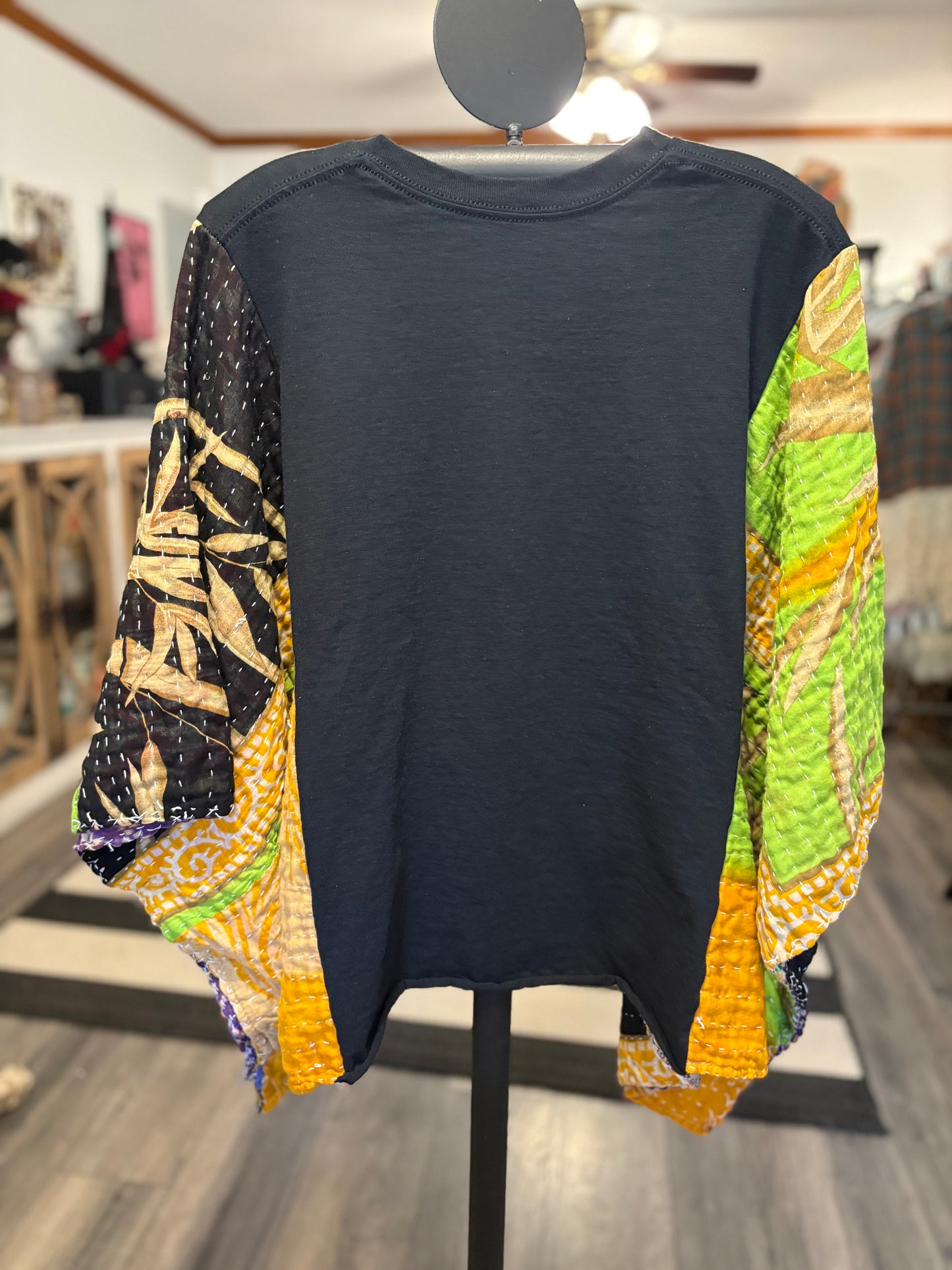 Diana Ross Upcycled Vintage Kantha Poncho Tee Fits A Small to XL