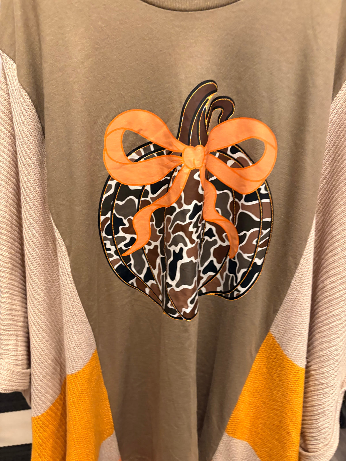 Camo Pumpkin Sweater Tee One Size fits a Small to 3X