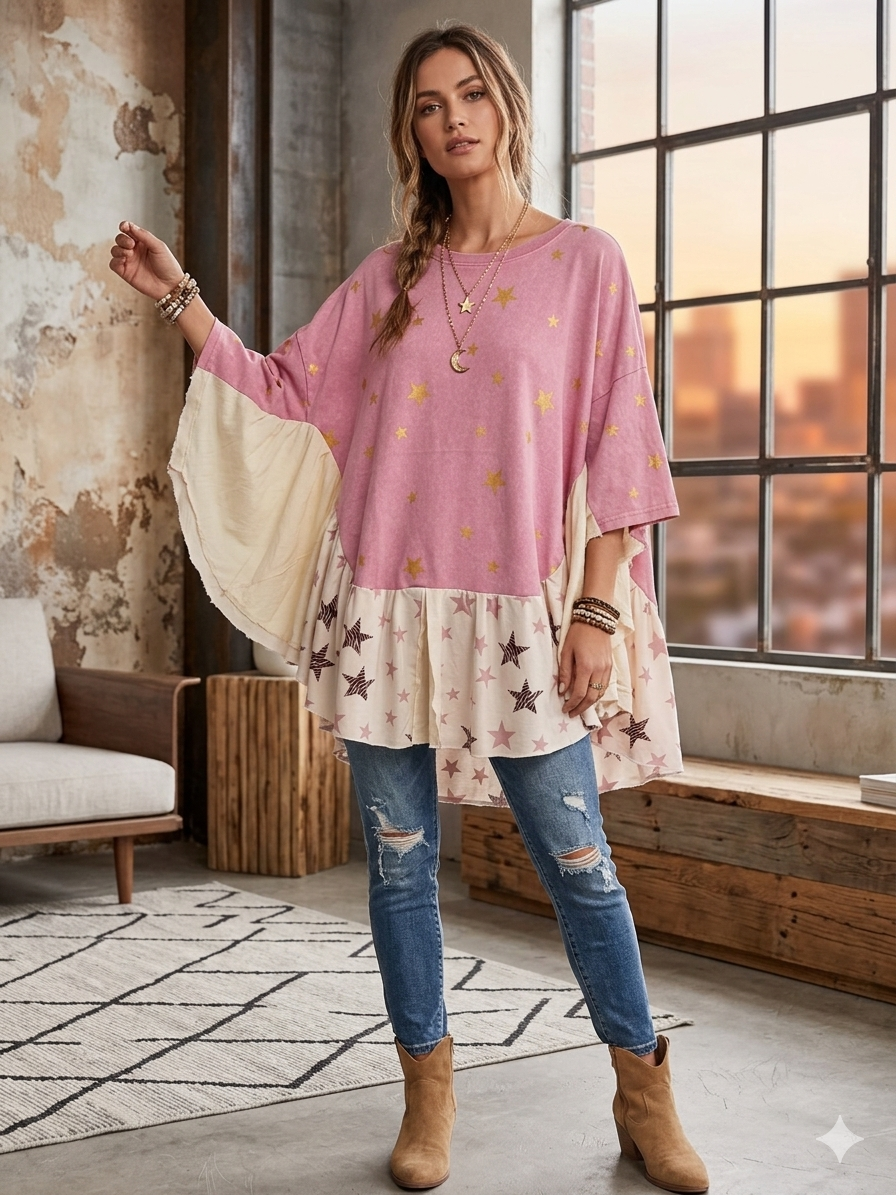 Reach For The Stars Angel Poncho One Size Fits a Large to 2X