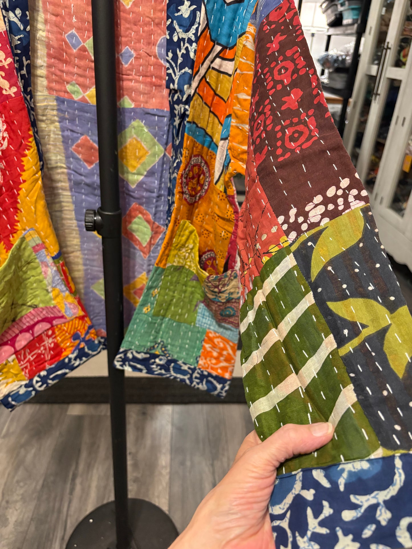 Mary Reversible Kantha Quilted Sari Jacket Fits a Small to Large