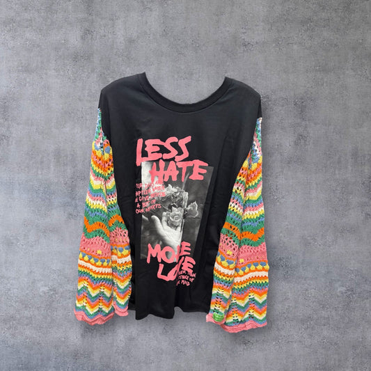 More Love Upcycled Drop Sleeve Sweater One Size Fits a Small to XXL