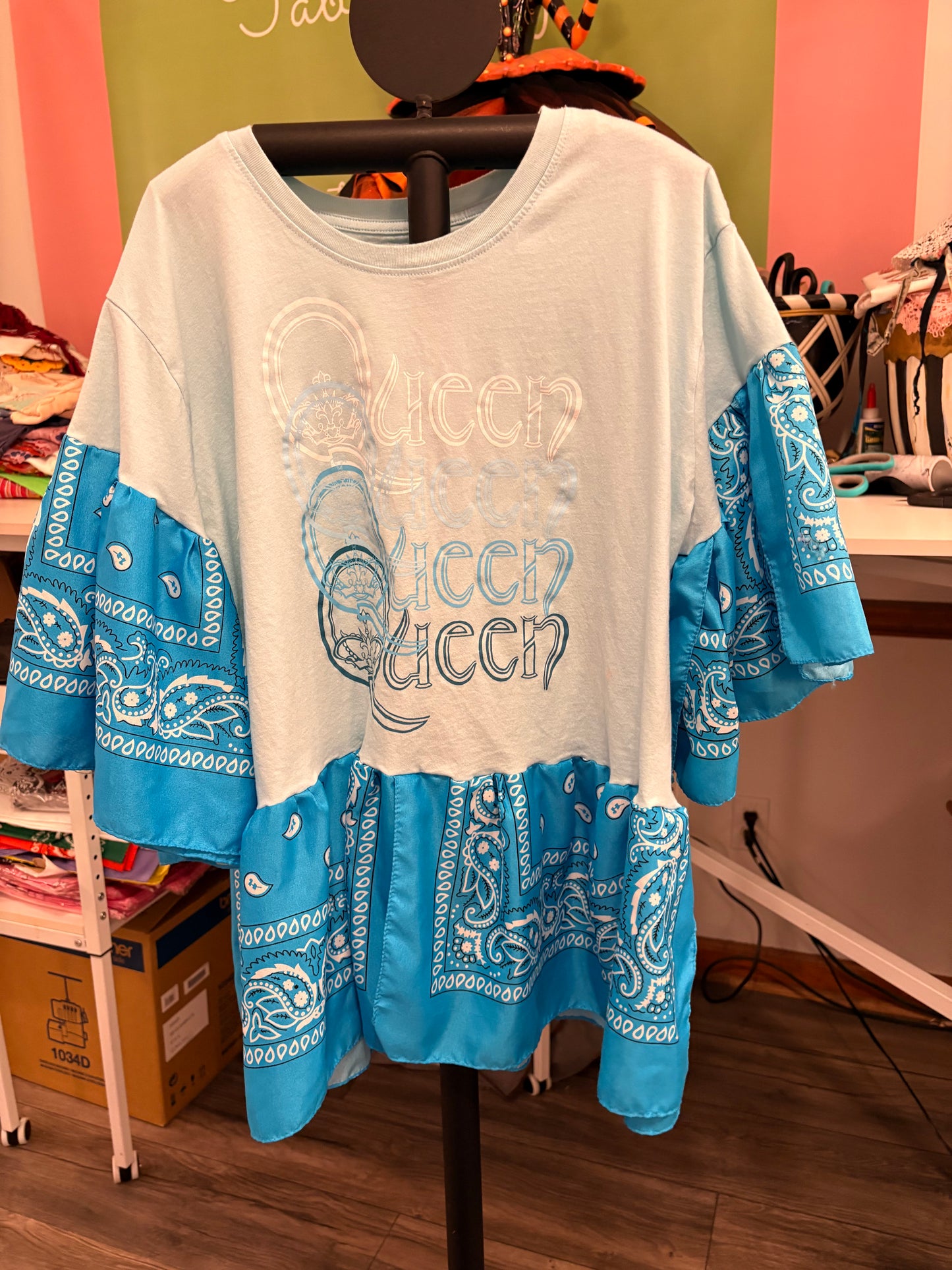 Queen Bandana Baby Doll Tee Fits a Small to 2X