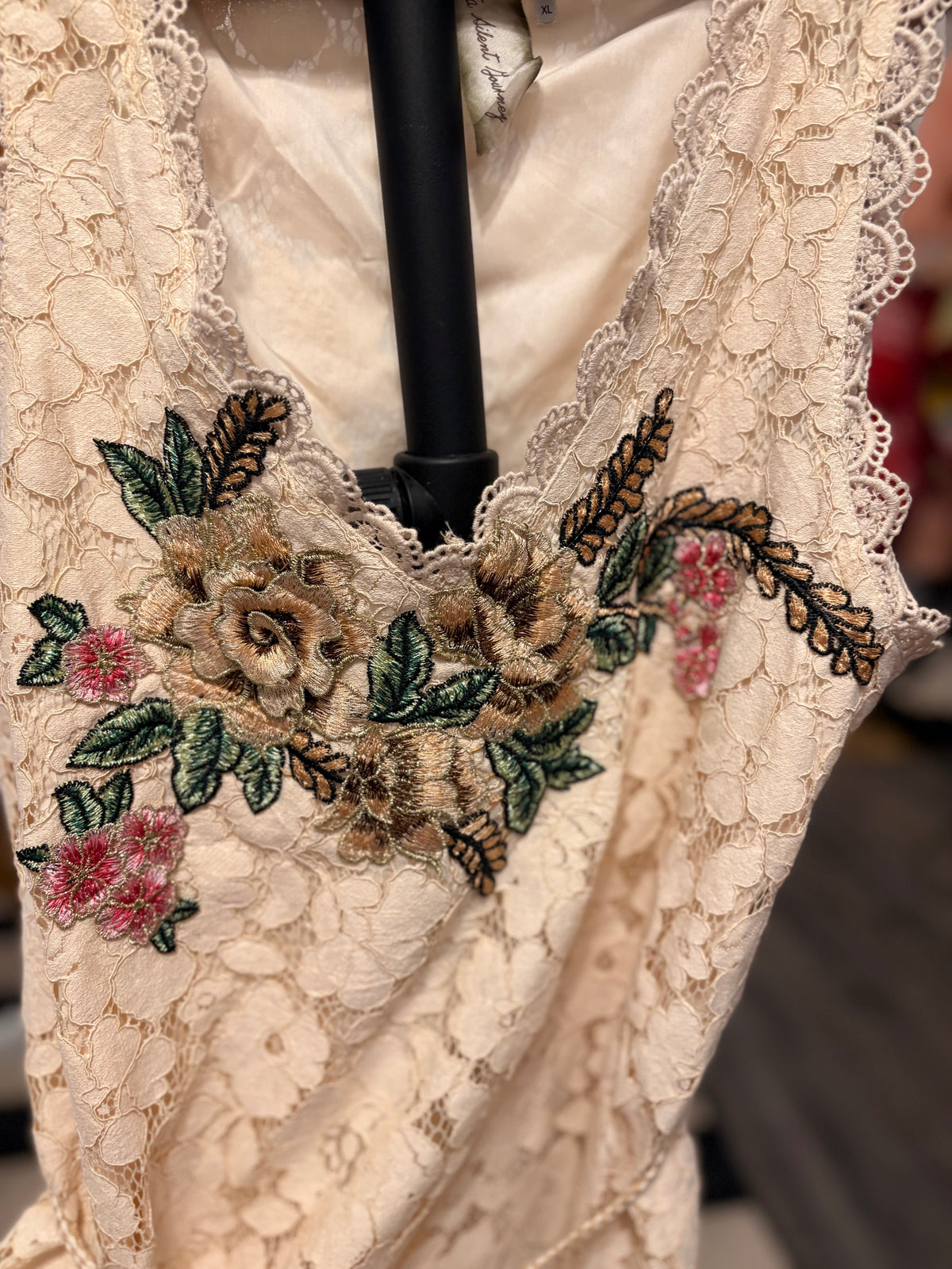 Midsummer Eve Hand Embroidered Crochet Lace Dress by Aratta M/L