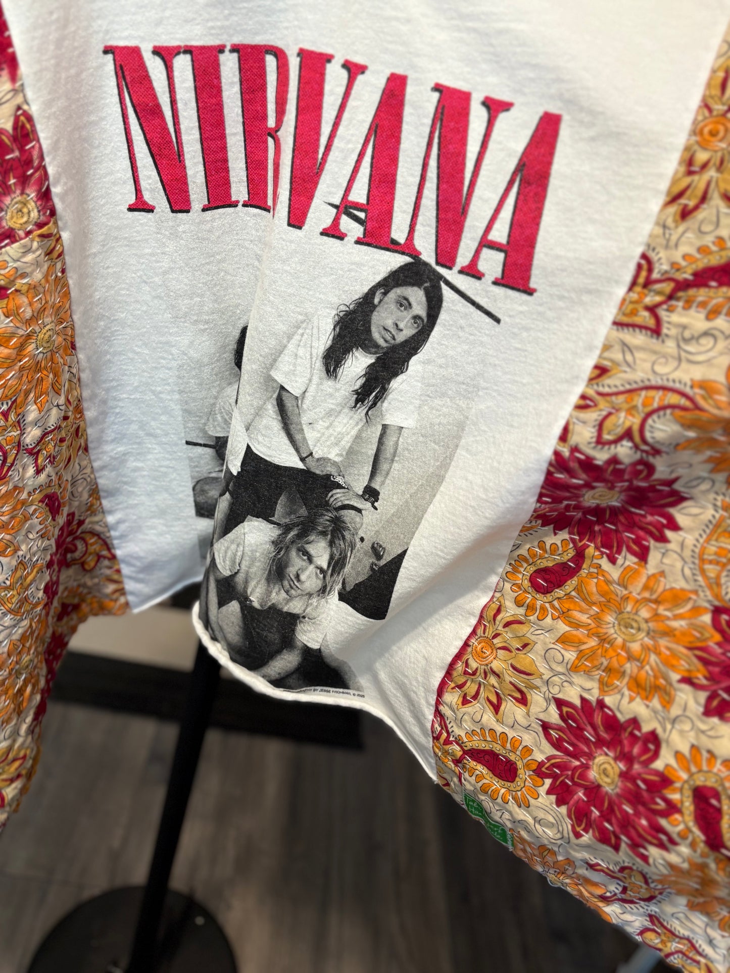 Nirvana  Upcycled Vintage Kantha Poncho Tee Fits A Size Large to 4X