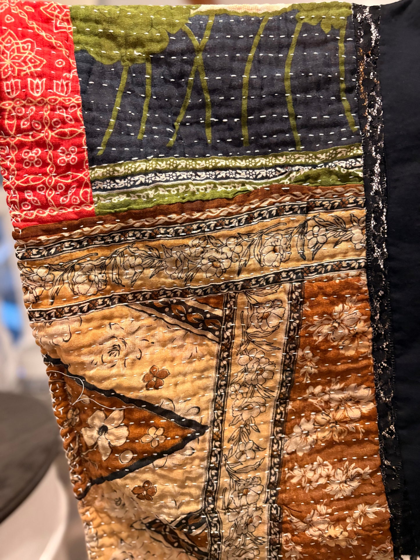 Still Be Loving You Upcycled Kantha Poncho One Size Fits a Small to XL