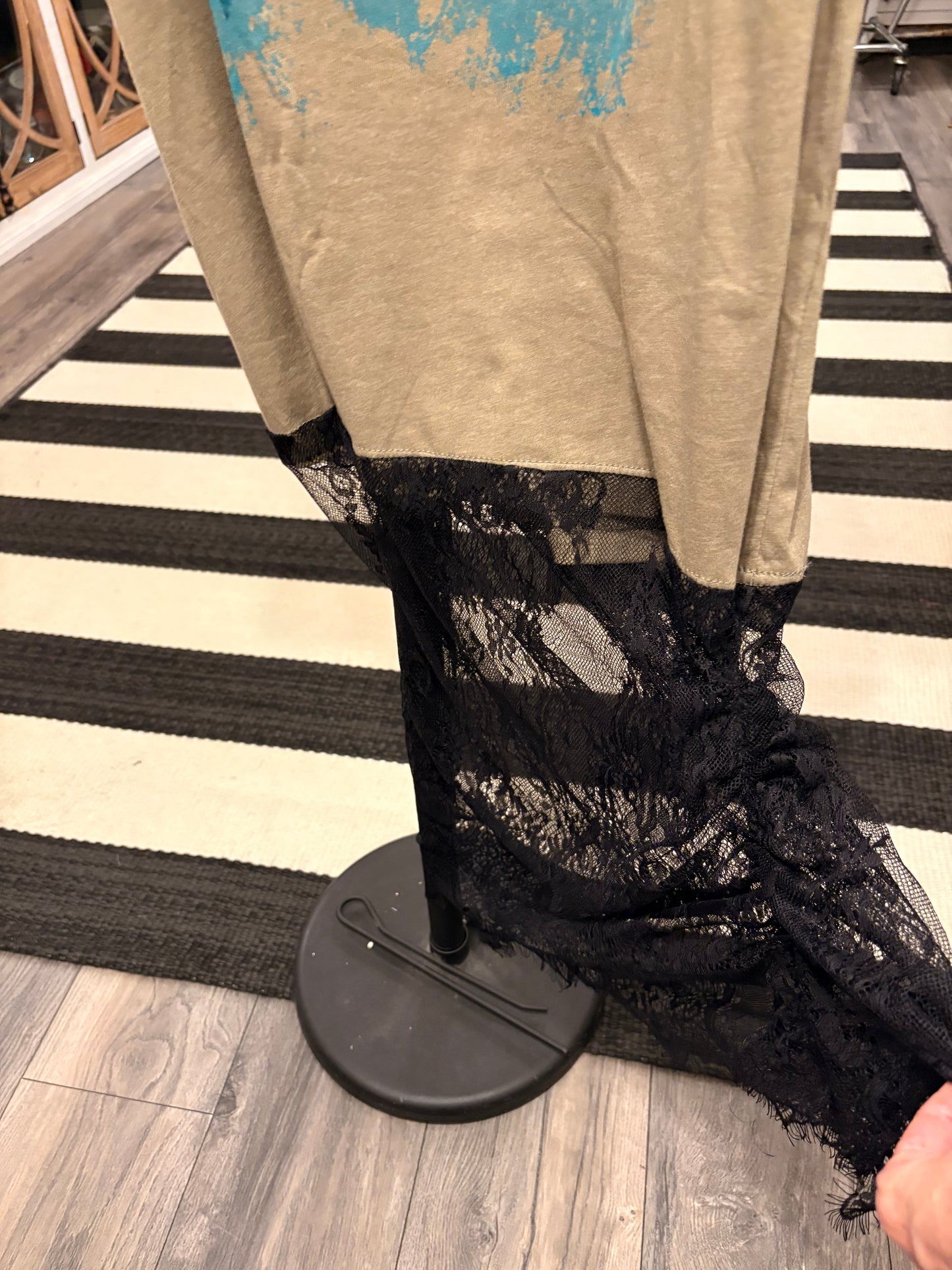 Sacred Heart Lace Bottom Tee Dress OVERSIZED Fits a Small to XL