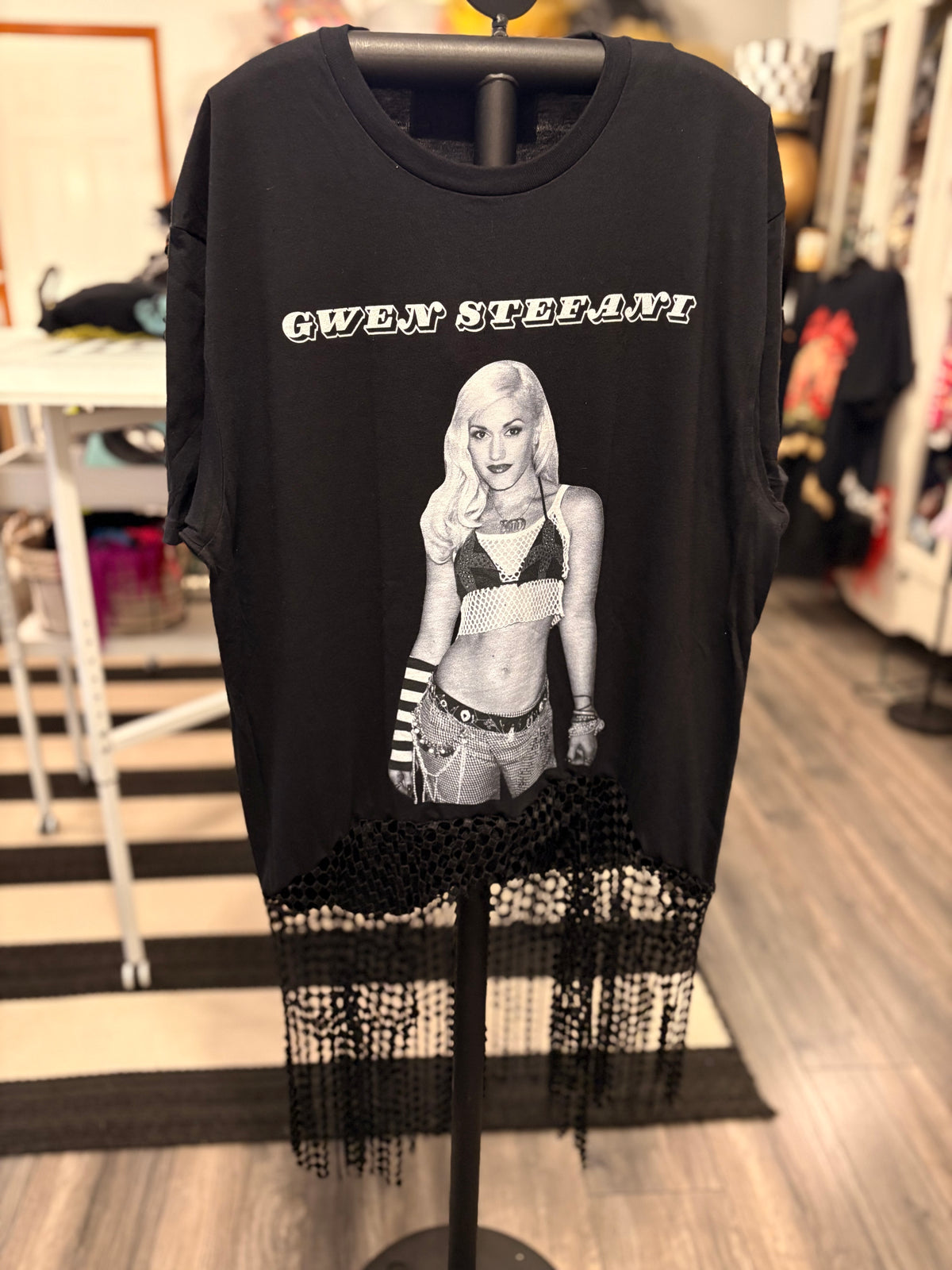 She’s Just a Girl Glam Fringe Asymmetrical Tee One Size Fits Small to Large