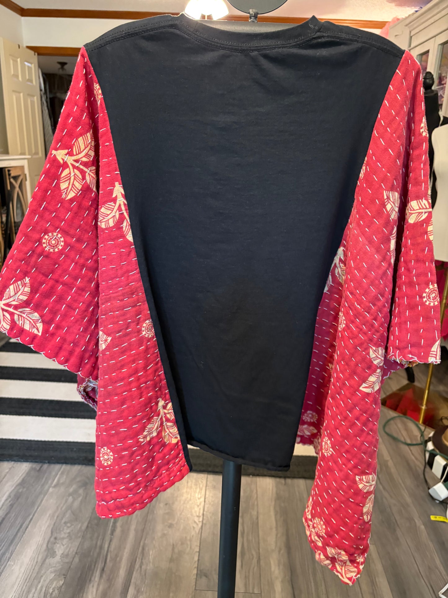 Aerosmith Upcycled Vintage Kantha Poncho Tee Fits A Size Small to  XL