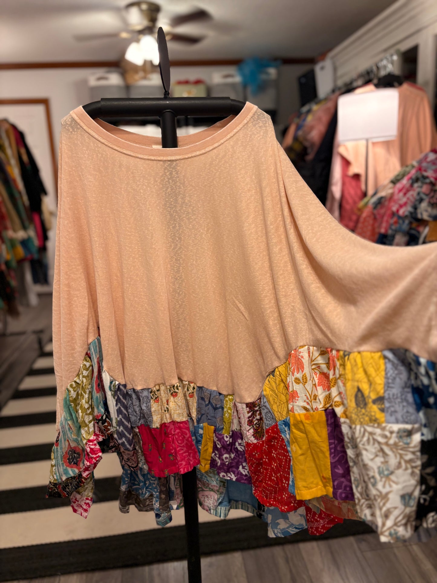 Kristi Upcycled Patchwork Circle Poncho One Size Fits Most