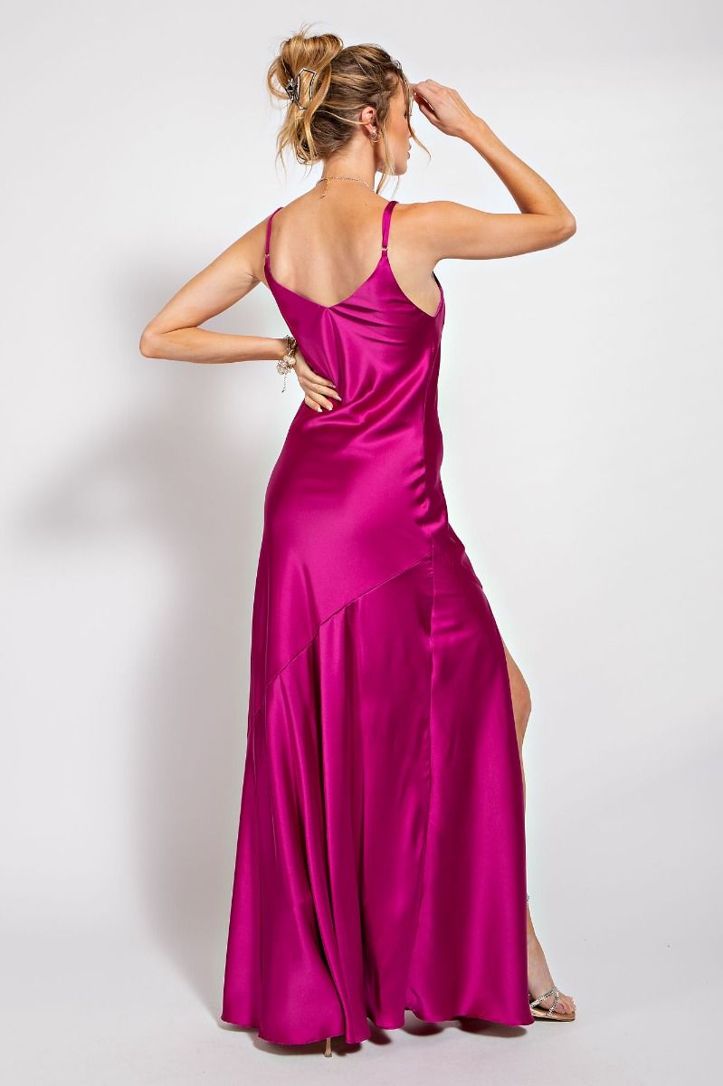 Fuchsia Satin Cami Dress