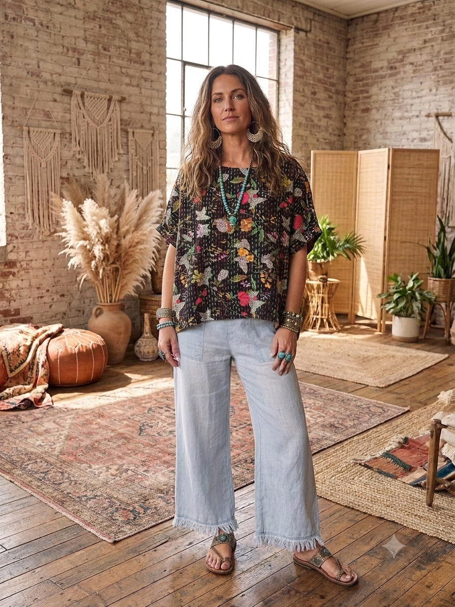 Simone Kantha Top One Size Fits a Small to Large